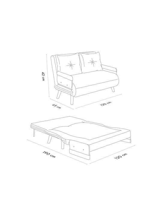 Cosmo Two-Seater Couch Bed Bohemian Mink 120x78x82cm