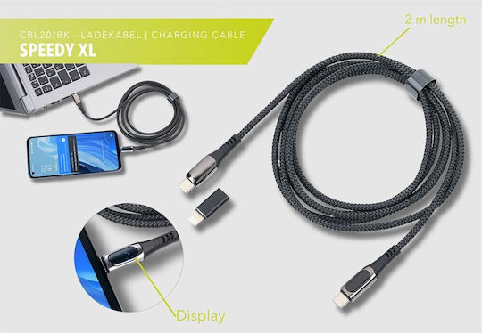 Troika Редовна USB-C към Lightning кабел 100W Черен 2м (CBL20/BK)