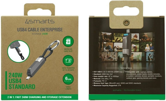 4Smarts USB 4 Video Cable USB-C Male - USB-C 240W PD Grey