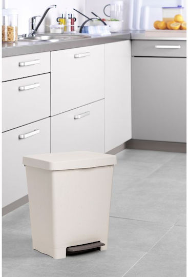 Dimitracas Cubik Ecohome Plastic Waste Bin with Pedal 23lt Beige