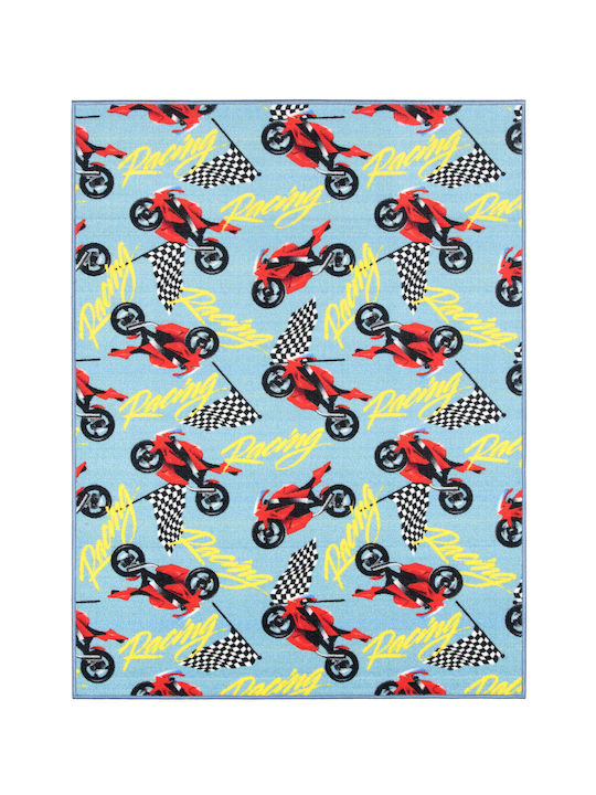 Kids Rug Playroom Machines Light Blue 160x240