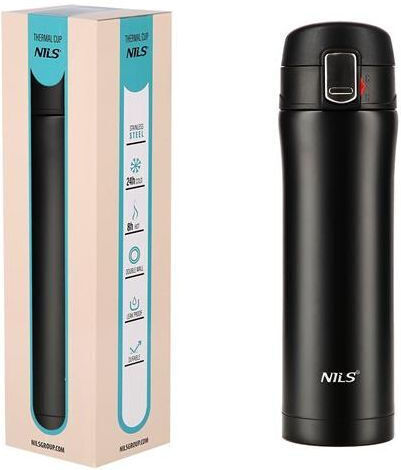 Nils Stainless Steel Thermos Bottle 430ml Black