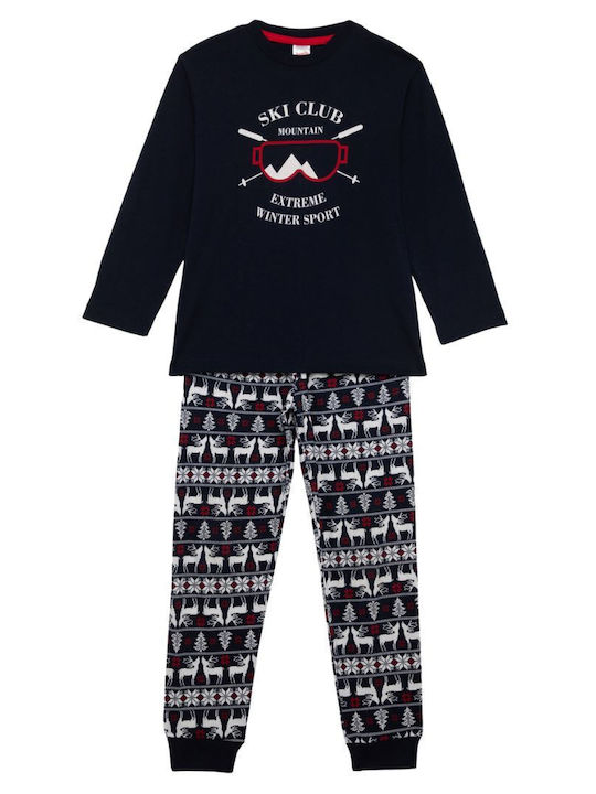Minerva Kids Winter Nightwear Blue Navy Ski Club