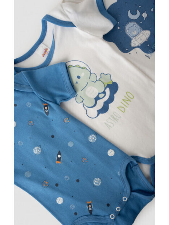 Minerva Astro Dino Mâneca scurta Light Blue, White 3buc