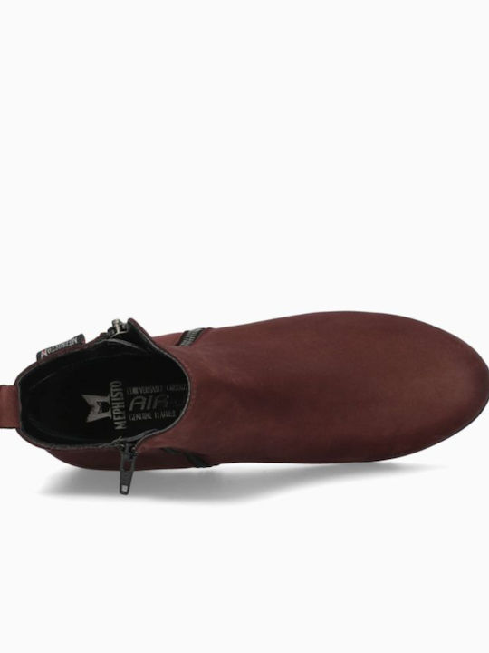 Leder Stiefeletten Damen Burgundisch