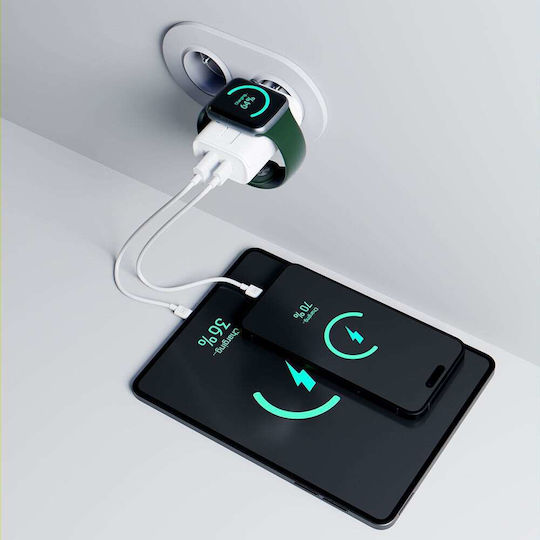 3MK Φορτιστής Χωρίς Καλώδιο με Θύρα USB-A και Θύρα USB-C 33W Power Delivery Λευκός (2in1)