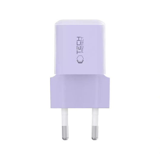 Tech-Protect Ladegerät ohne Kabel mit USB-C Anschluss 25W Stromlieferung Lila (NCM25)