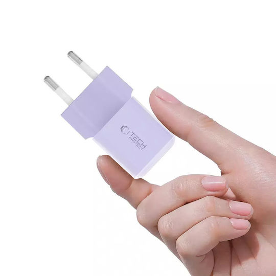 Tech-Protect Ladegerät ohne Kabel mit USB-C Anschluss 25W Stromlieferung Lila (NCM25)