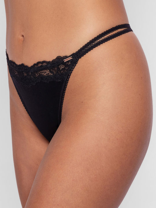 Women's Slip with Lace Black
