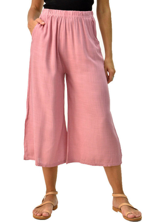 Femei Talie înaltă Din material textil Pantaloni cu elastic cu Croială Dreaptă Roz