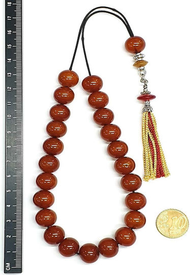 Roloi Komboloi Mastic Worry Beads with 23 Beads Honey 32cm