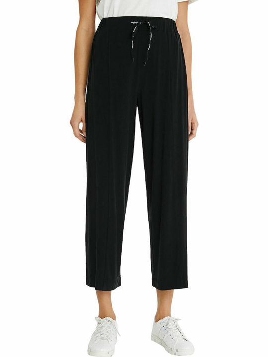 Women's High-waisted Fabric Trousers Black