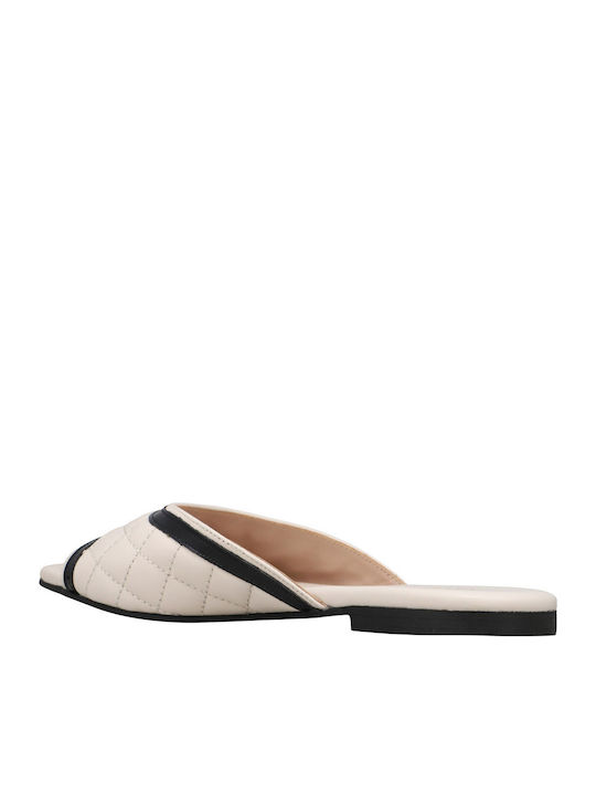Leder Flache Sandalen für Damen in Weiß Farbe