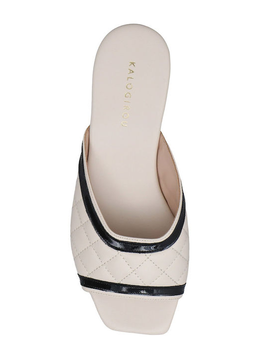 Leder Flache Sandalen für Damen in Weiß Farbe