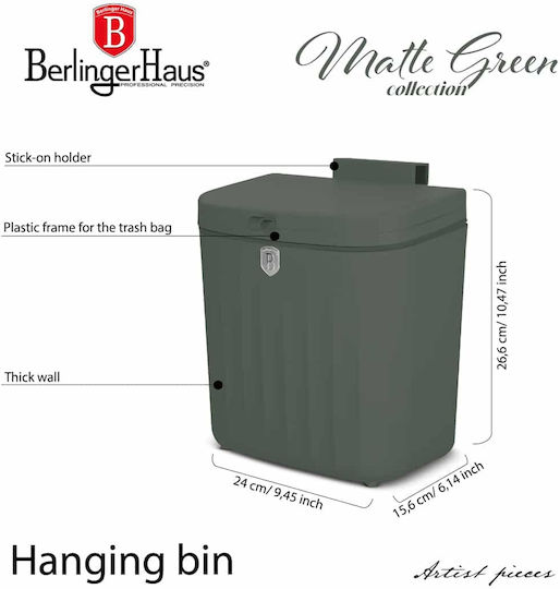 Berlinger Haus Waste Bin Waste Plastic Green 7lt 1pcs
