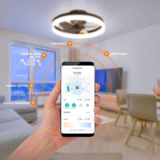 Smart LED Plafonieră 40cm cu Lentile de Mărire Neagră