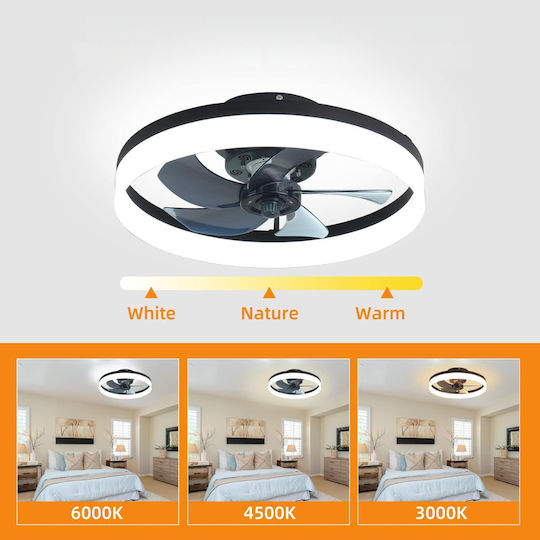 Smart LED Plafonieră 40cm cu Lentile de Mărire Neagră
