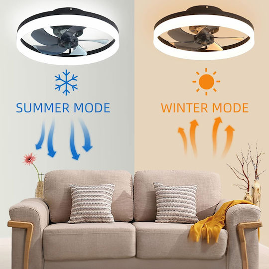 Smart LED Plafonieră 40cm cu Lentile de Mărire Neagră