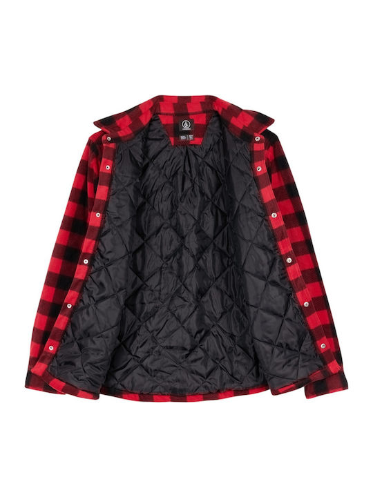 Bowered Fleece Long Sleeve Checked Shirt Light Red