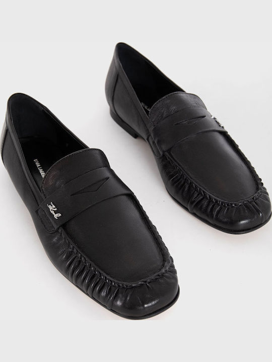 Damen Mokassins Aus Leder In Schwarz Farbe