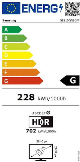 Samsung Smart Τηλεόραση 115" 4K UHD Neo QLED QN90F HDR (2025) QE115QN90FTXXH