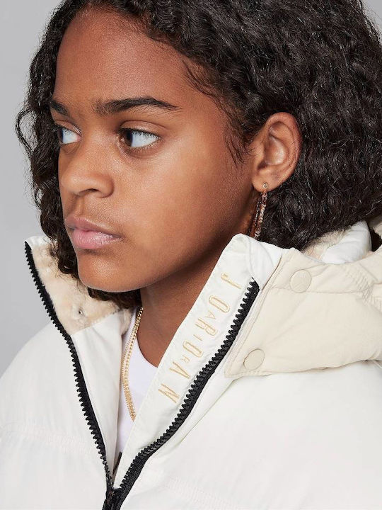 Kids' Quilted Jacket with Hood White