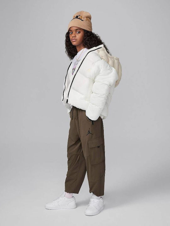 Kids' Quilted Jacket with Hood White