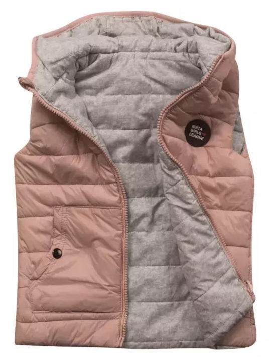 Kids' Casual Jacket Sleeveless with Hood Pink