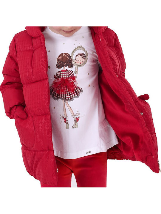 Kids' Quilted Jacket Short with Hood Red