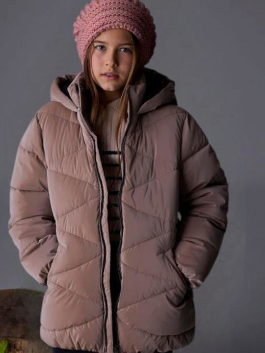 Kinder Freizeitjacke Lang mit Kapuze Mocha