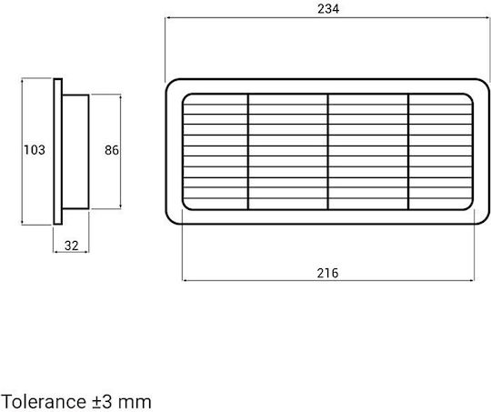 Vent Louvers 22x9cm Rectangles