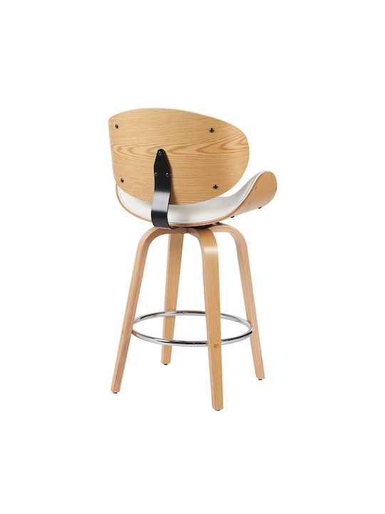 Stool Bar with Backrest Wooden White 52x55x107cm