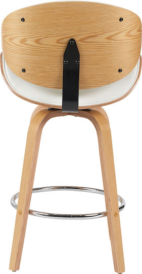 Stool Bar with Backrest Wooden White 52x55x107cm