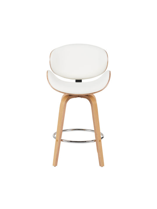 Stool Bar with Backrest Wooden White 52x55x107cm