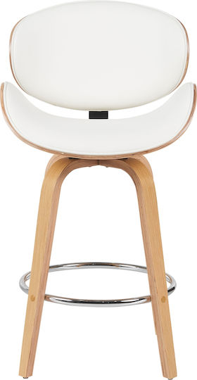 Stool Bar with Backrest Wooden White 52x55x107cm