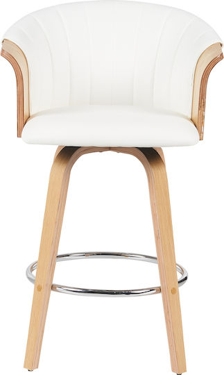 Stool Bar with Backrest Wooden White 50x50x103cm