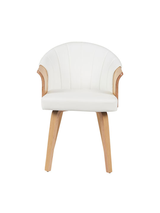 Dining Room Wooden Armchair White/Natural 55x58x78cm