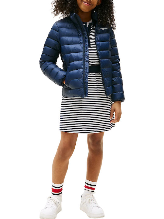 Essential Light Down Kids Casual Short Jacket Dark Night Navy