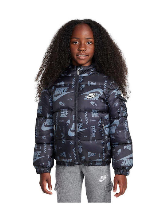 Kinder Sportjacke mit Futter & Kapuze Schwarz
