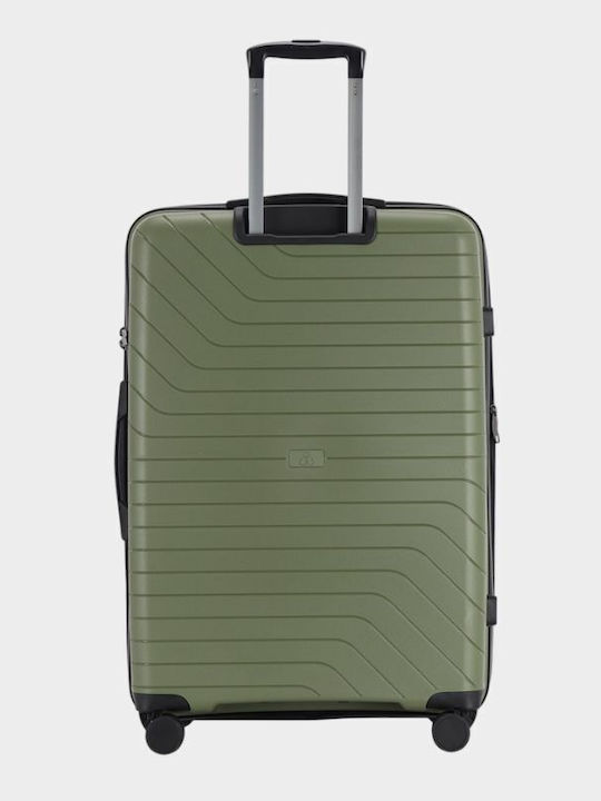 Lavor Large Hard Green Travel Suitcase with 4 Wheels Height 75cm