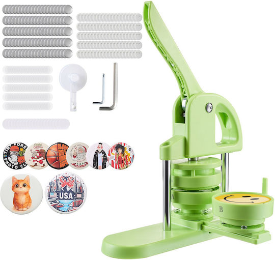 Vevor Button Maker Machine 75 Mm Plastic Pin Maker 100pcs Button Parts Circle Cutter Magic Book Reinforced Ergonomic Handle Diy Badges Personalized Pins Key Chains Green