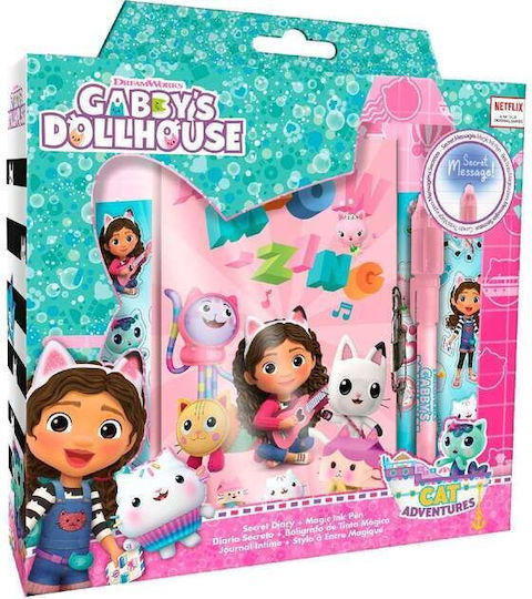 Kids Licensing Dollhouse Set 12 Notizbücher mit Punkten , Schloss und Stifthalter