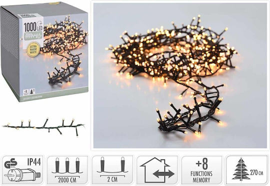 1000 Lights LED 20m. Warm White in String 1pcs