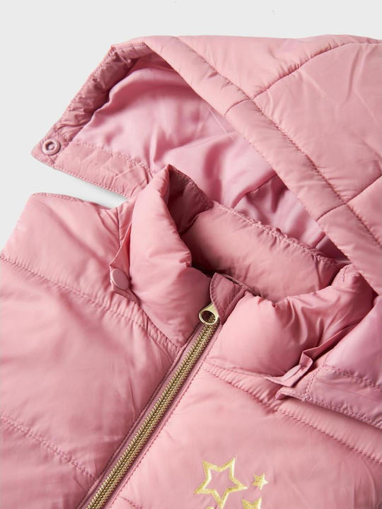 Παιδικό Casual Μπουφάν Αμάνικο Κοντό με Κουκούλα Pink