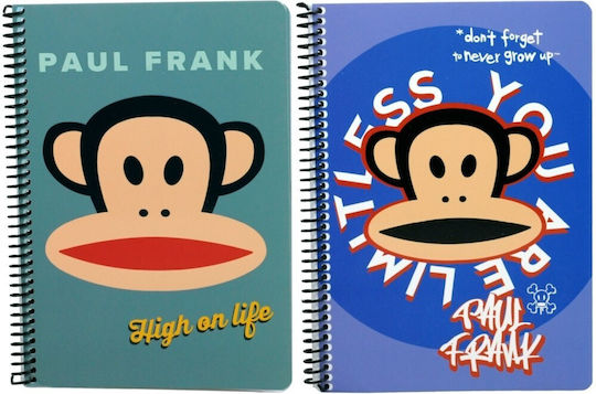 Paul Frank Spiral Notebook Ruled B5 70 Sheets 2 Subjects 1pcs (Μiscellaneous Designs)