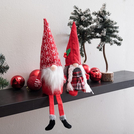Teoran Iluminată De Crăciun Plastică Figurină Elf Roșu Lungime 8cm.