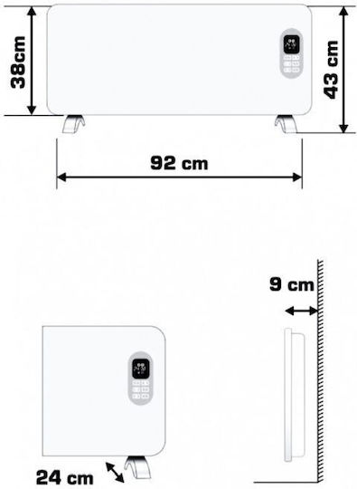 Convectoare pardoseală 2000W cu Termostat Electronic și WiFi 92x43cm Alb