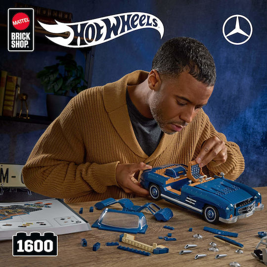 Mattel Brick Shop Cuburi de Construit Hot Wheels Premium Mercedes