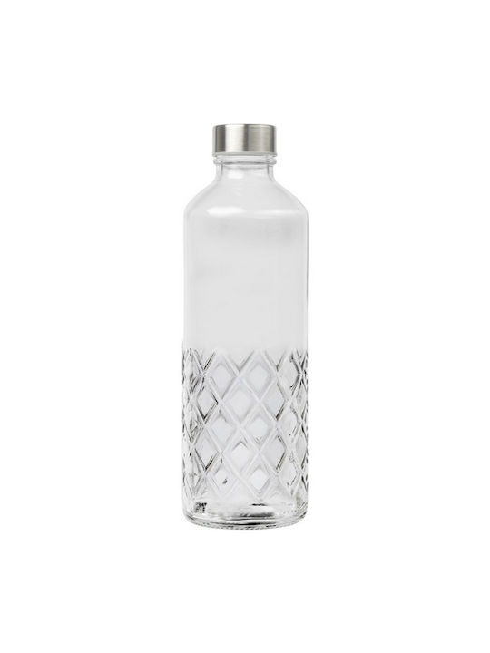 Uniglass Diamond Glass Water Bottle With Screw Lid Transparent 1000ml