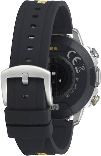 CAT Неръждаема стомана 53мм Смартчасовник с Пулсомер (Black Silicone)